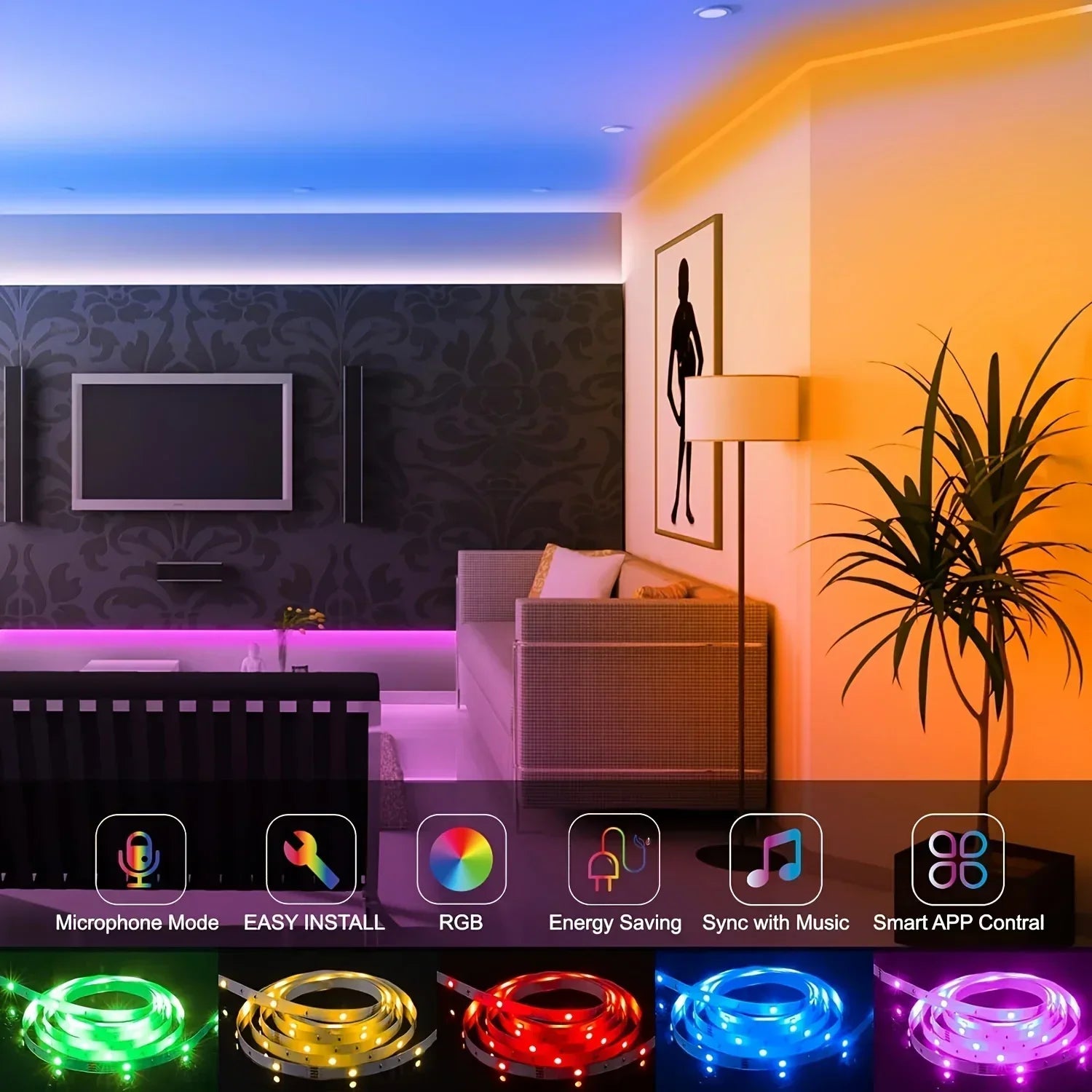 Tira de luces LED RGB de retroiluminación para TV, USB 5V SMD 5050, control remoto y por aplicación, sincronización de música, cinta flexible para decoración de habitaciones y videojuegos