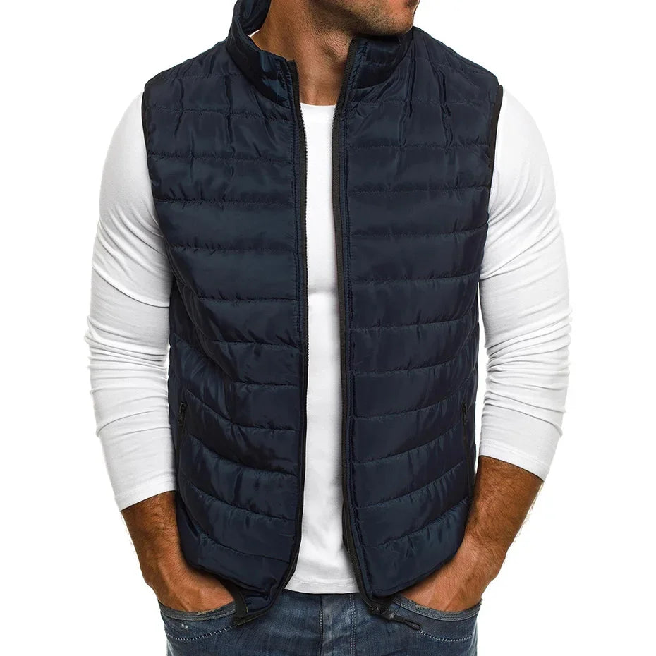 Chalecos sin mangas para hombre, moda de invierno, chalecos de algodón acolchados para hombre, abrigos, chalecos cálidos con cuello alto para hombre, ropa 5XL