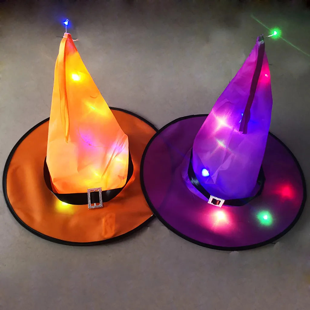 Halloween Decoration Glowing Hat Outdoor Hanging Lighted Glowing Witch Hat Lights String Battery Outdoor Yard Tree Decorations