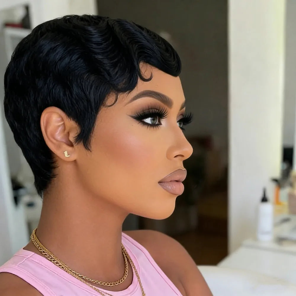 4" Finger Wave Pixie Wig