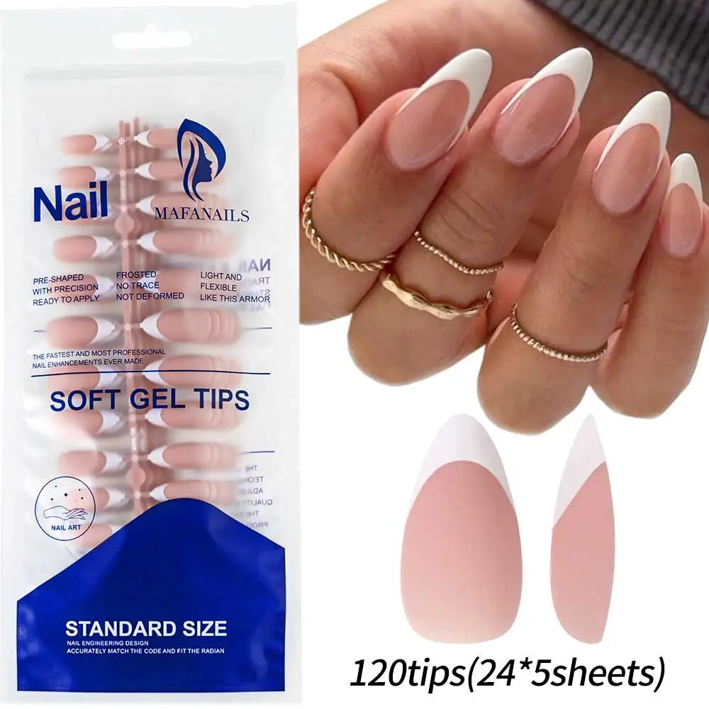 120 Uñas postizas acrílicas hechas a mano con diseño de ataúd de color rosa ombré, brillo, diseño degradado, artificiales