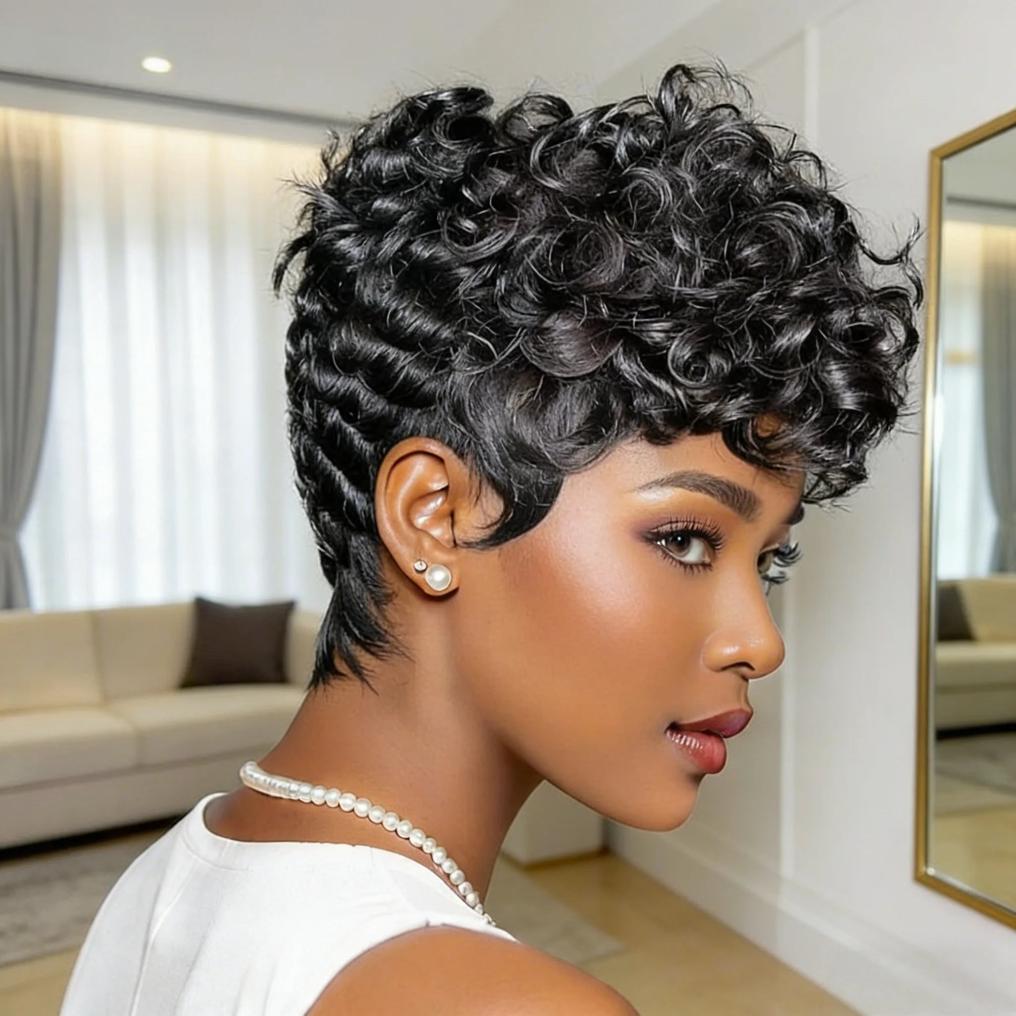 Curly Mullet Pixie Wig
