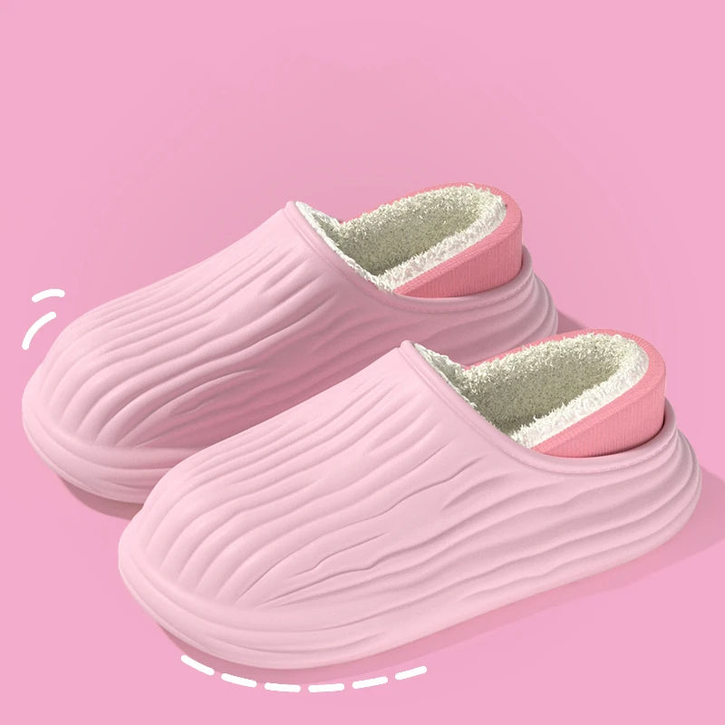 Chaussons d'hiver en coton pour femmes, chauds, antidérapants, semelles épaisses, souples et imperméables, chaussures de maison en peluche pour hommes et couples, pantoufles d'extérieur