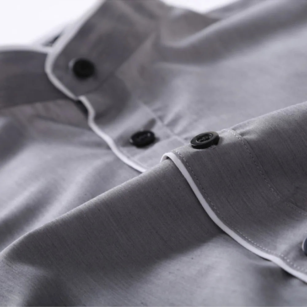 Camisa Formal Casual de Lujo para Hombre Manga Larga Ajustada para Negocios
