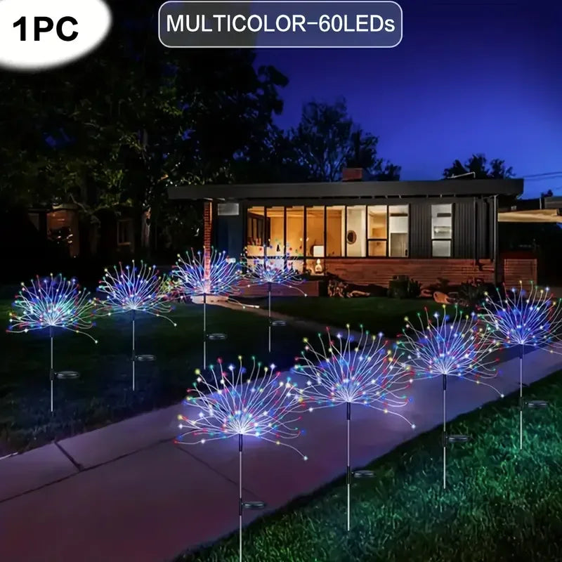 Nouvelle guirlande lumineuse solaire à 60 LED, étanche, pour jardin extérieur, avec 8 modes d'éclairage et télécommande.