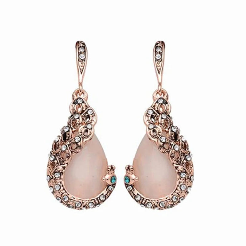 Juego de joyas de 3 piezas/set para mujer, elegante collar con colgante de diamantes de imitación en forma de gota de agua y pendientes de gancho