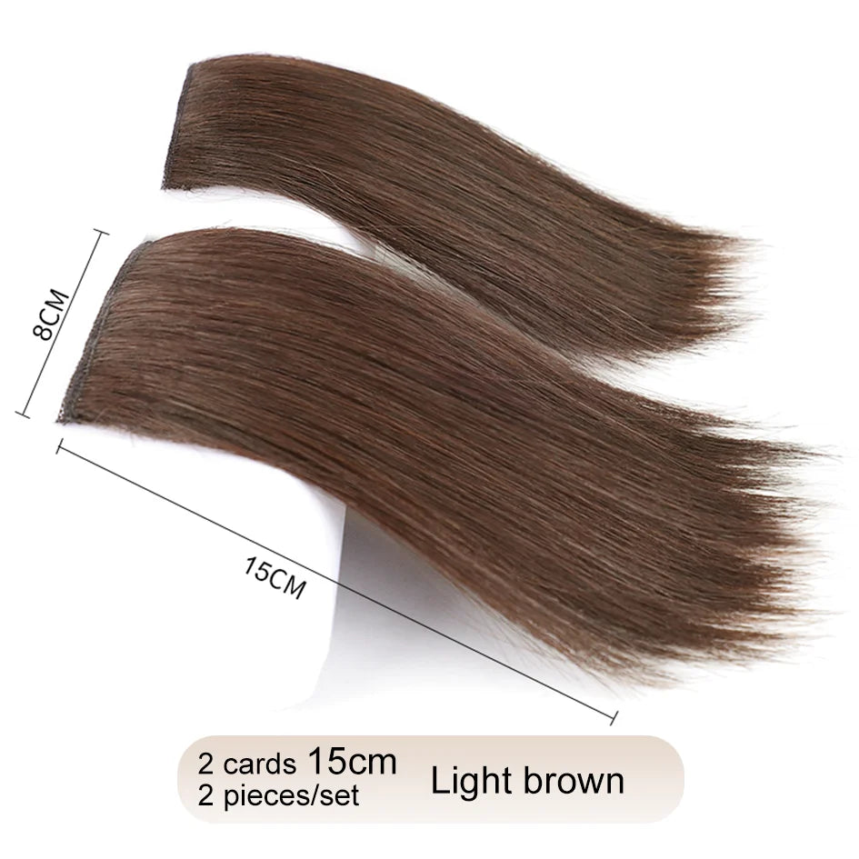Extensiones de pelo sintético de 2 piezas/juego, extensiones de pelo, aberturas y piezas de repuesto para la parte superior, artefacto de reemplazo