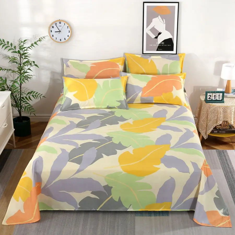 1 Sábana Bajera Textil Hogar Moderna Poliéster Algodón Sábanas Planas Ropa de Cama Tamaño Individual Queen King (Sin Fundas de Almohada)