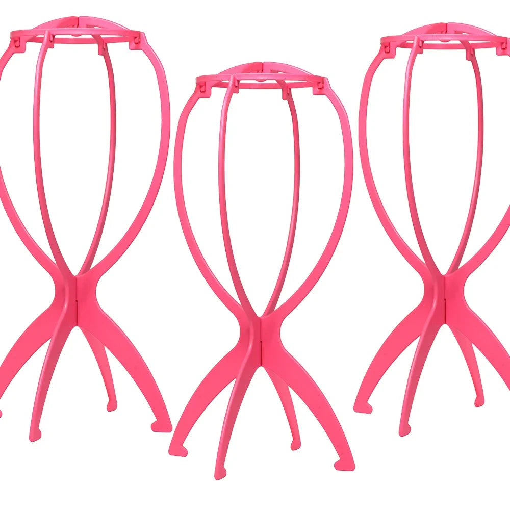 1/3PCS Plastic Wig Stand Portable Wig Head Stand Black Pink Wig Hang Holder Stand Durable Hair Display Tools Wig Accessories