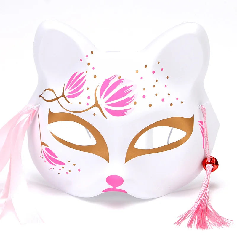 Máscara de conejo de estilo japonés, máscaras de media cara, zorros, conejo, accesorios de cosplay, máscaras de fiesta de disfraces de Halloween, máscara de anime para mujeres y hombres