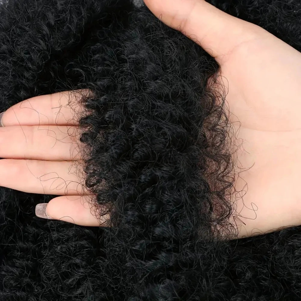 Synthetic Afro Kinky Curly Ponytails for Women Short Synthetic Kinky Curly Draw-string Ponytails Afro Kinky Curly Ponytail Hair