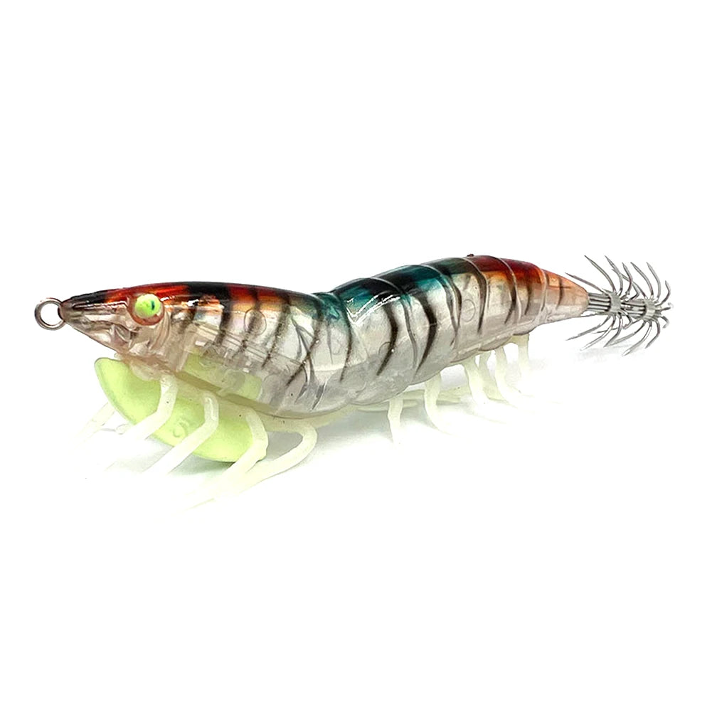 3.0 Squid Bait Squid Hook Wood Shrimp Squid Hook Soft Leg Shrimp Lure Bait Glistening Wood Shrimp Squid Hook Fishing Tackle