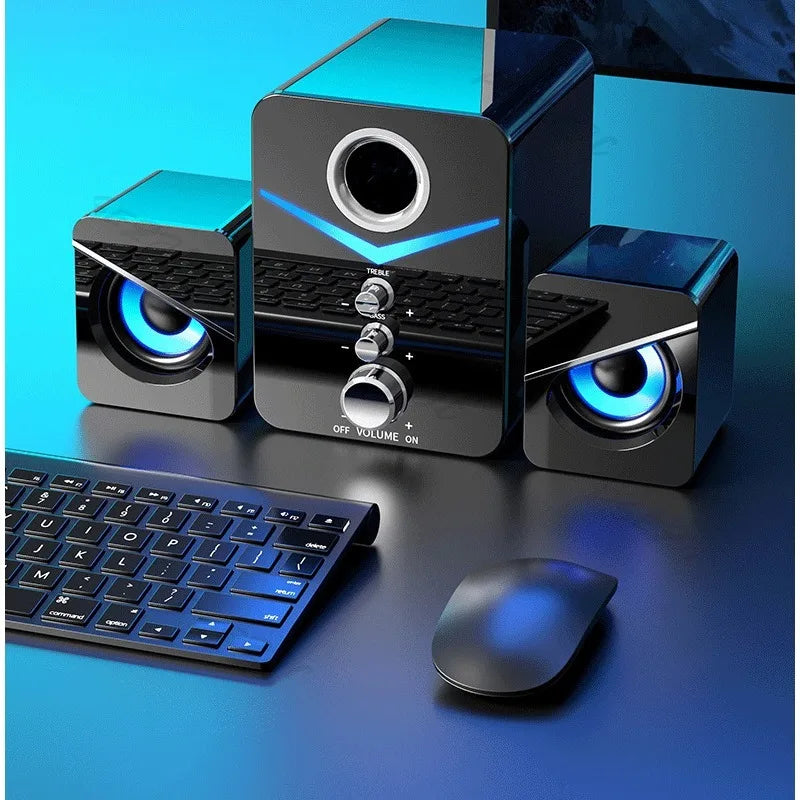 SADA Altavoz de computadora para el hogar, escritorio, laptop, altavoz pequeño universal, subwoofer con cable para escritorio