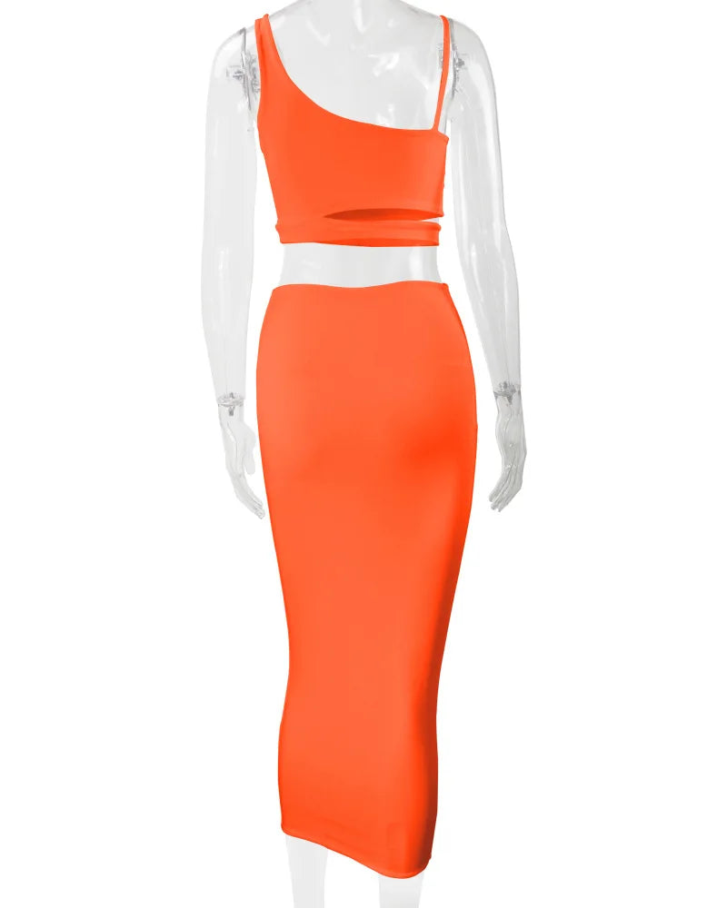 Conjuntos de faldas de verano para mujer, top corto sin tirantes con aberturas + conjuntos de falda ajustada elástica de cintura alta, trajes de dos piezas sexys para mujer a la moda