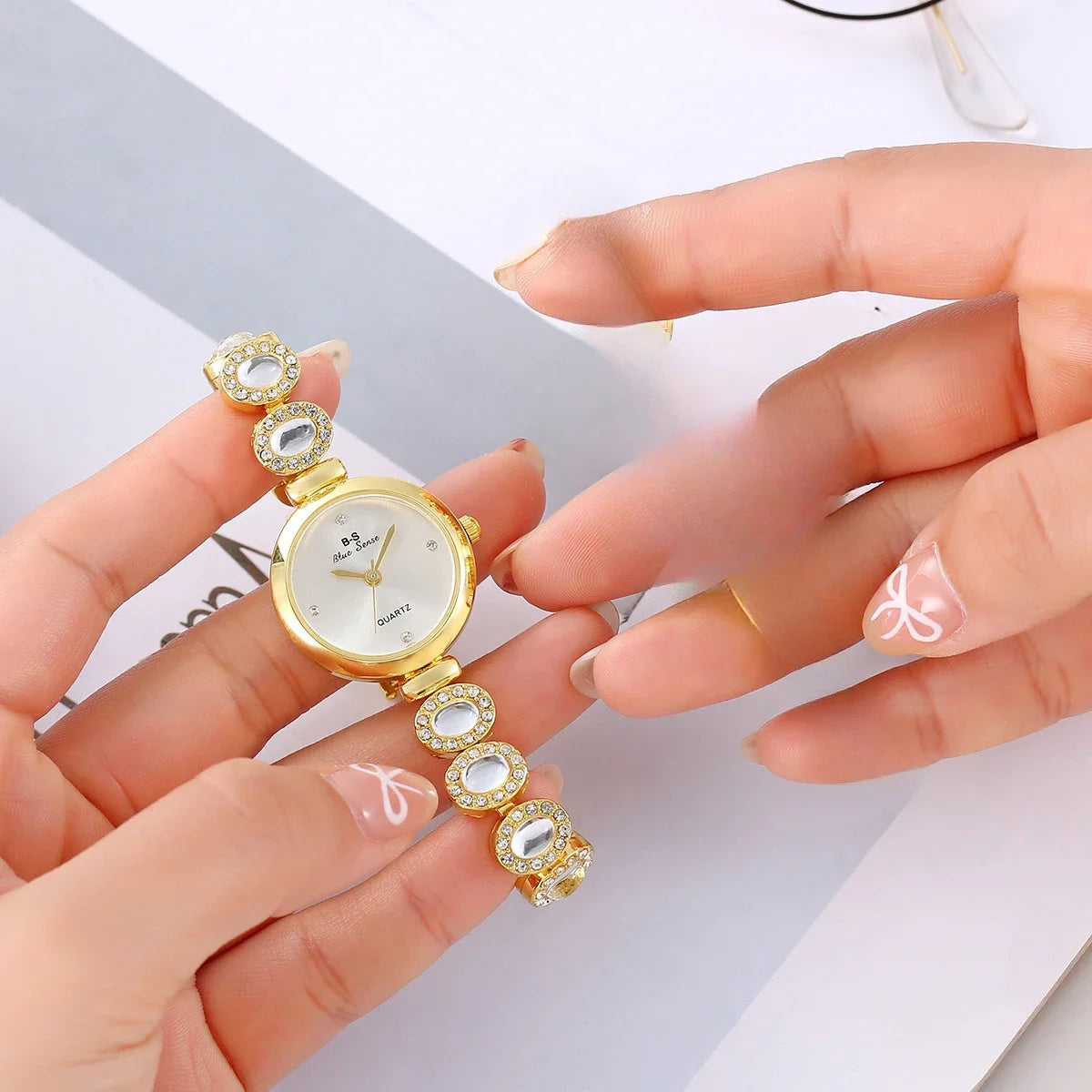 Pulsera de marca, reloj de lujo, regalo, reloj de cuarzo, Dropshipping, reloj de mujer, relojes de pulsera con correa de diamantes de imitación, más vendidos