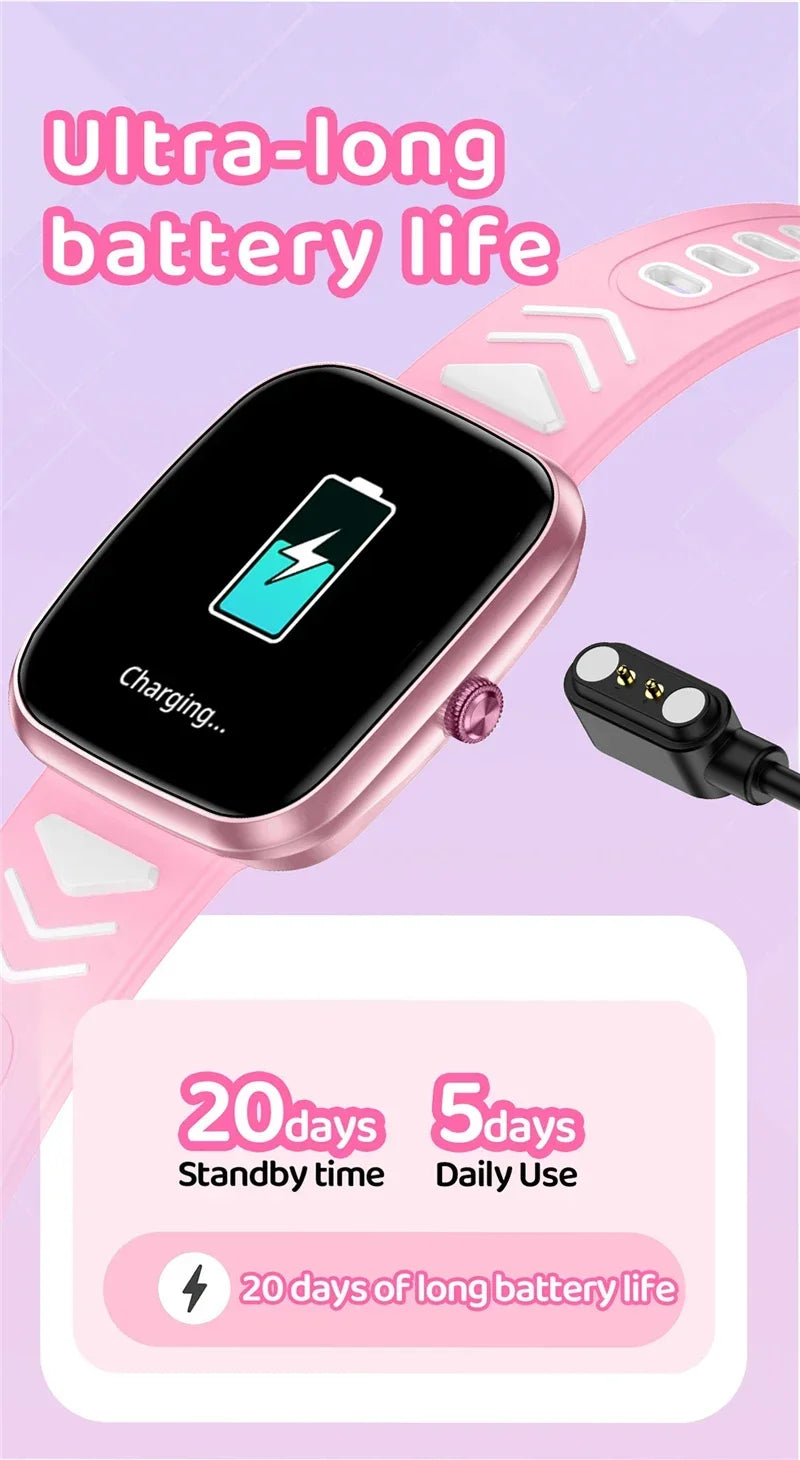 Montre connectée pour enfants, écran tactile HD, fréquence cardiaque, jeux, musique, cadeau pour garçons et filles, pour iOS et Android