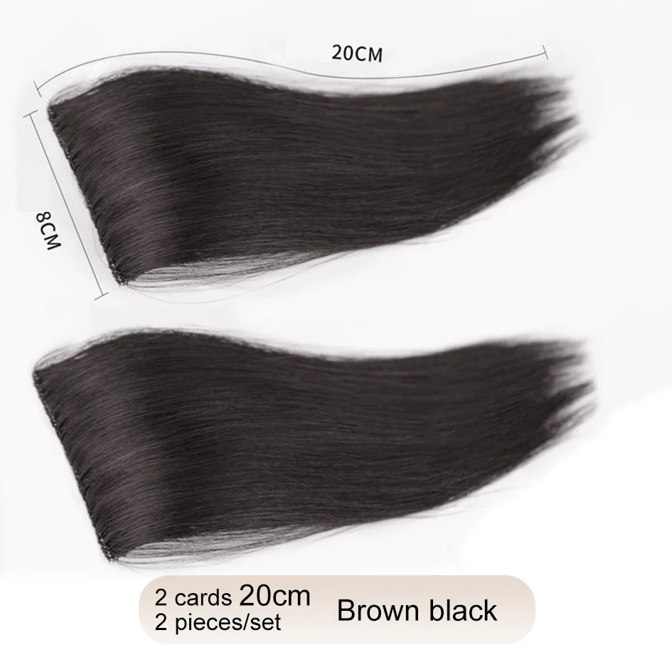 Extensiones de pelo sintético de 2 piezas/juego, extensiones de pelo, aberturas y piezas de repuesto para la parte superior, artefacto de reemplazo