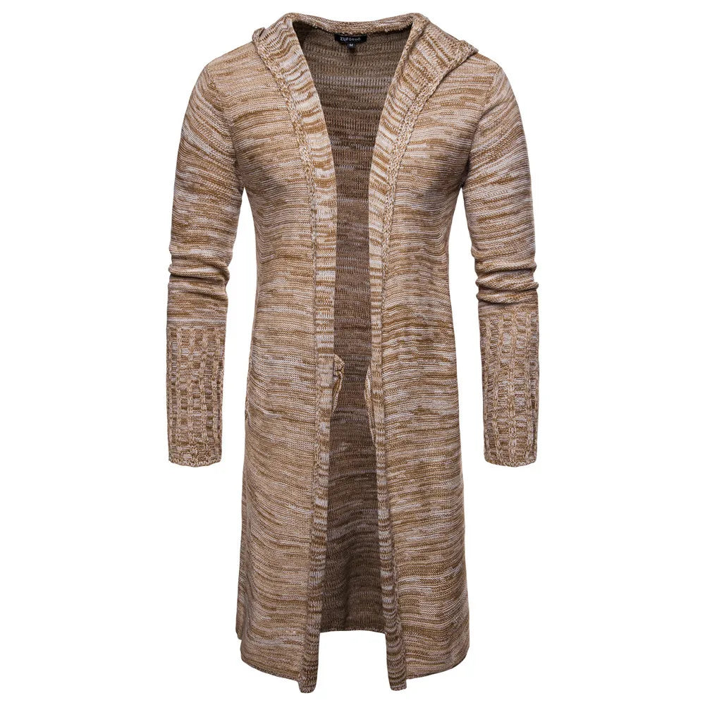 Chaquetas de hombre 2022 primavera otoño nuevo suéter casual para hombre copo de nieve con capucha cárdigan de punto medio largo abrigos de hombre