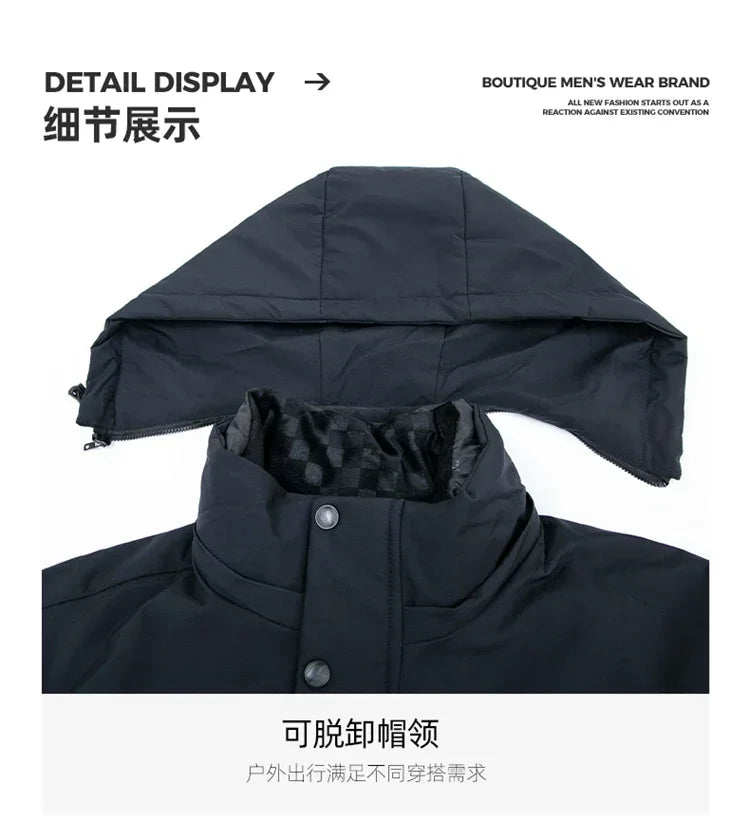 Chaquetas con capucha para hombre, ropa de abrigo informal, parkas largas para hombre, nuevas parkas impermeables y cálidas para otoño e invierno, abrigo tipo parka, 2 PIEZAS Parkas de invierno