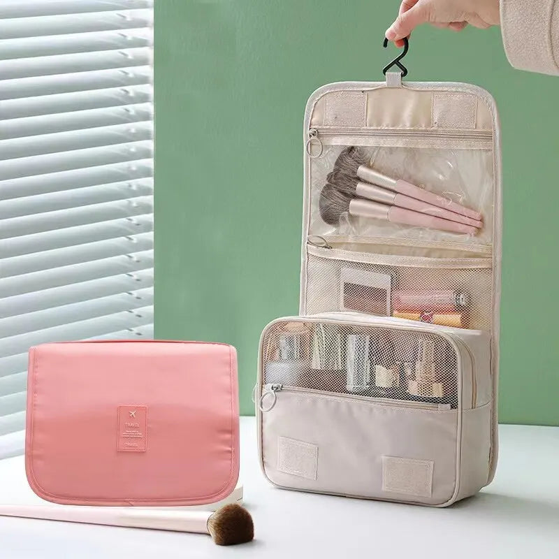 Bolsa de Maquillaje de Viaje, Neceser Organizador de Cosméticos, Impermeable, para Baño, con Gancho, Bolsa de Aseo de Alta Calidad para Mujer