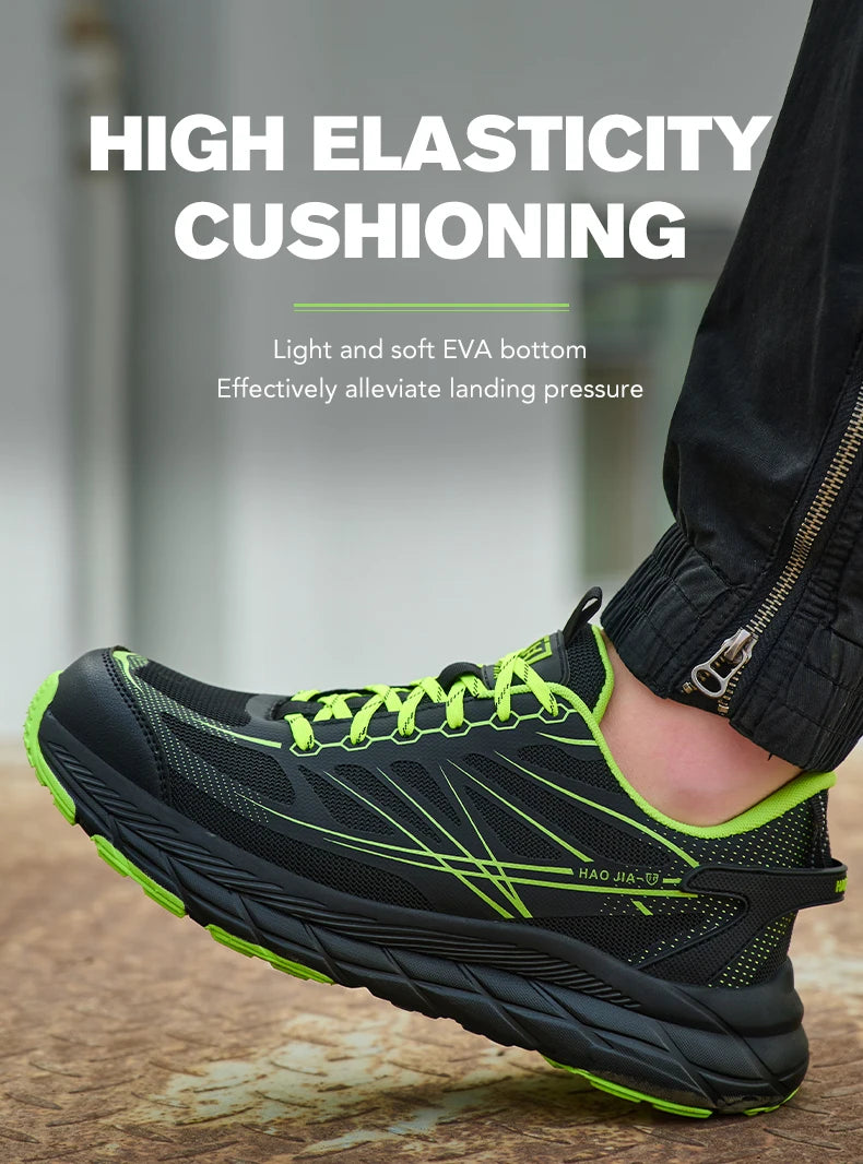 Zapatillas de trabajo ligeras con puntera de acero, calzado de seguridad para hombre, anticolisión, antipunzón, indestructible, transpirable