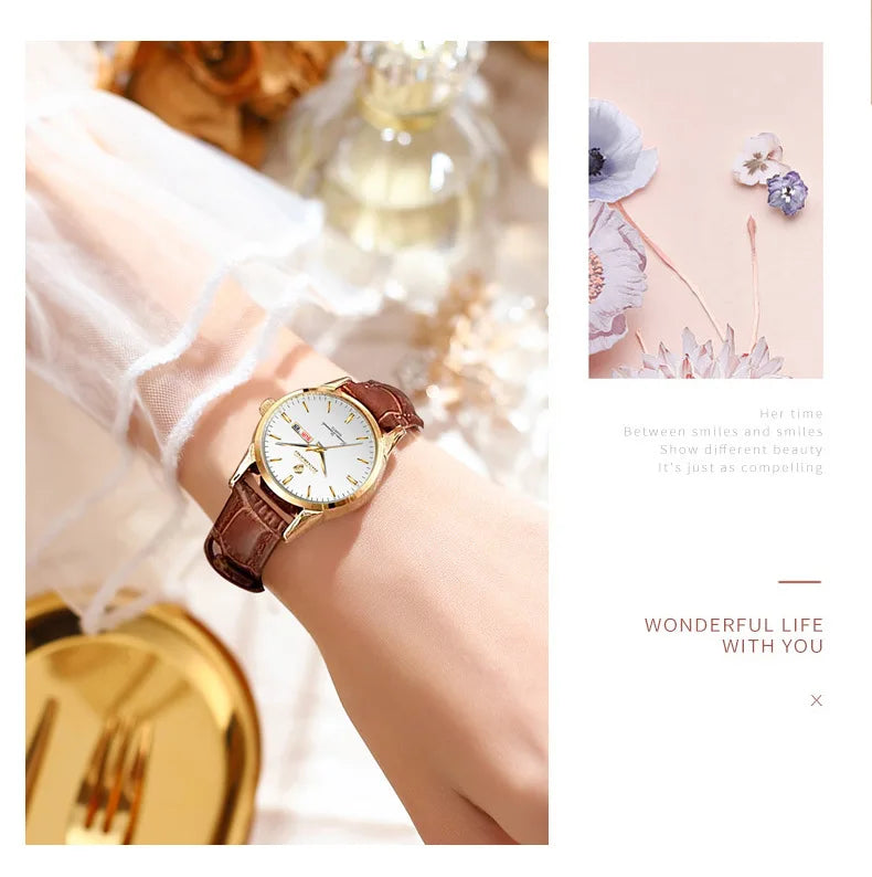 Hombre Reloj Superior Marca de Lujo Reloj de Pareja para Mujer Hombre Reloj Impermeable Calendario Masculino Relojes de Pulsera de Cuarzo Correa de Cuero Señoras