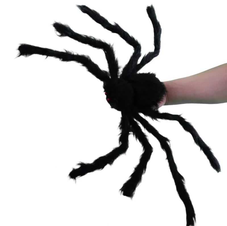Araña Grande de Peluche de Halloween, Decoración de Halloween de Terror, Accesorio de Fiesta, Decoración Gigante de Araña para Exteriores de 30-200cm, Broma de Cámara, Araña Negra