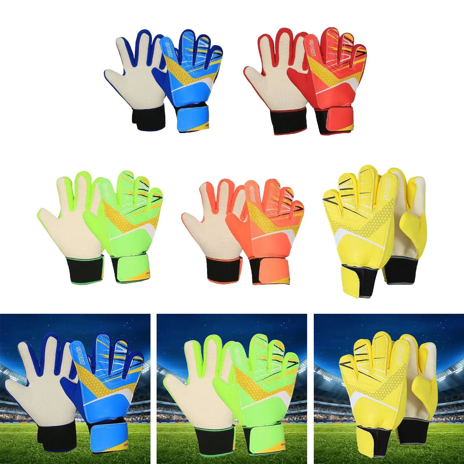 Guantes de portero de fútbol para niños Principiante Suministros deportivos de moda Regalo Niños y niñas Mitones protectores antideslizantes ligeros