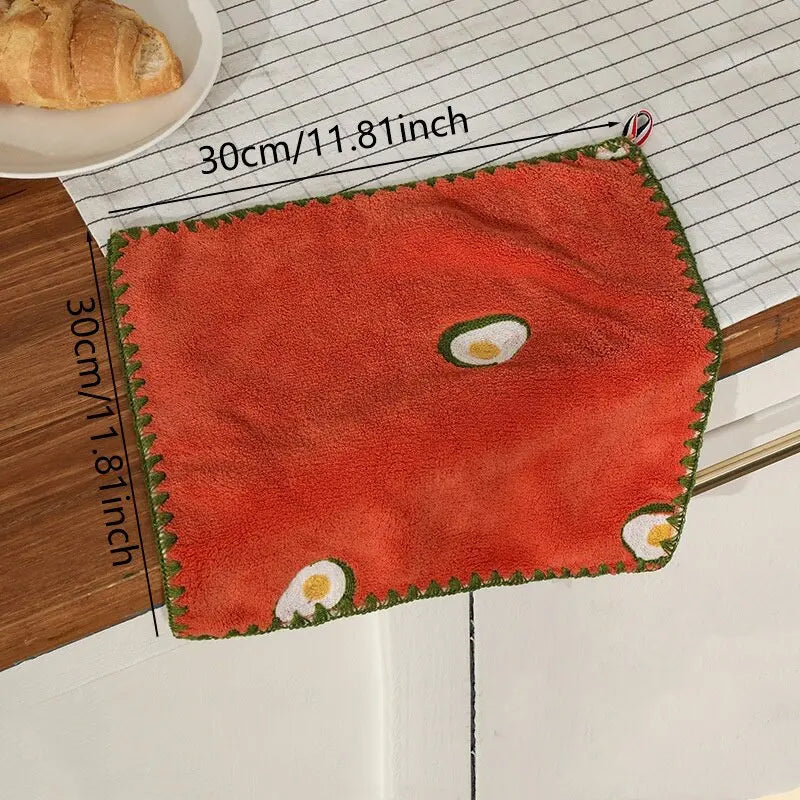 Toalla de mano absorbente con bordado de frutas, supersuave, para colgar, de secado rápido, para baño, cocina.