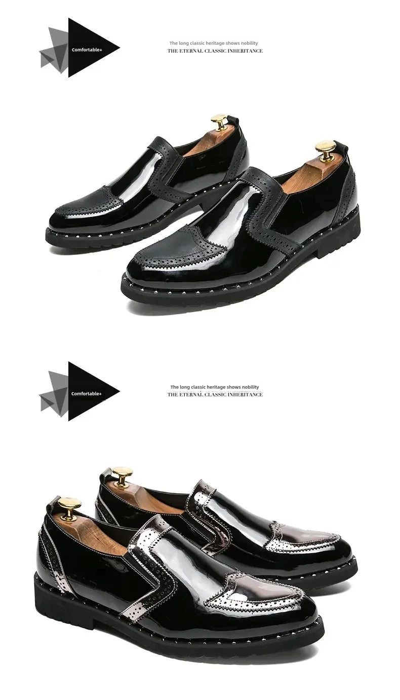 Zapatos Formales de Hombre de Moda, Mocasines Ligeros para Exteriores, Zapatos de Cuero con Suela Gruesa Resistentes al Desgaste, Negro, Dorado y Plateado, Tallas 38-48