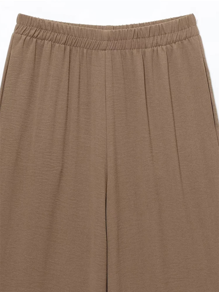 Conjuntos de pantalón para mujer de verano, camisa y blusa, tops, pantalón, conjunto de dos piezas para mujer, camisa de manga corta marrón, traje de pantalón para mujer