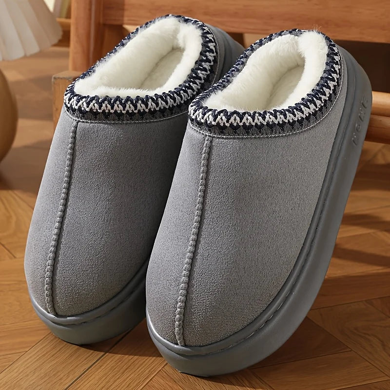 Chaussons confortables doublés pour femmes, semelles souples, chaussures d'hiver chaudes pour l'intérieur et l'extérieur, pantoufles élégantes pour couple