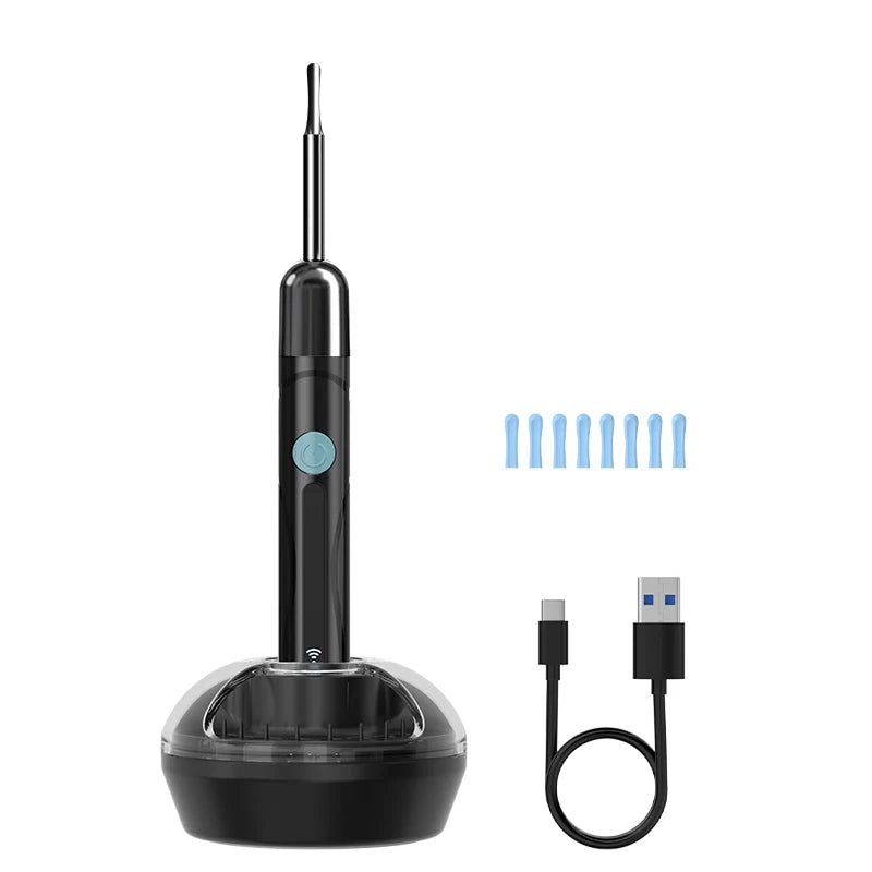 Cámara de limpieza visual de oídos WIFI, removedor de cerumen digital con 6 LED, resistente al agua, 4.2MM HD1080P, estuche con cucharas para oídos