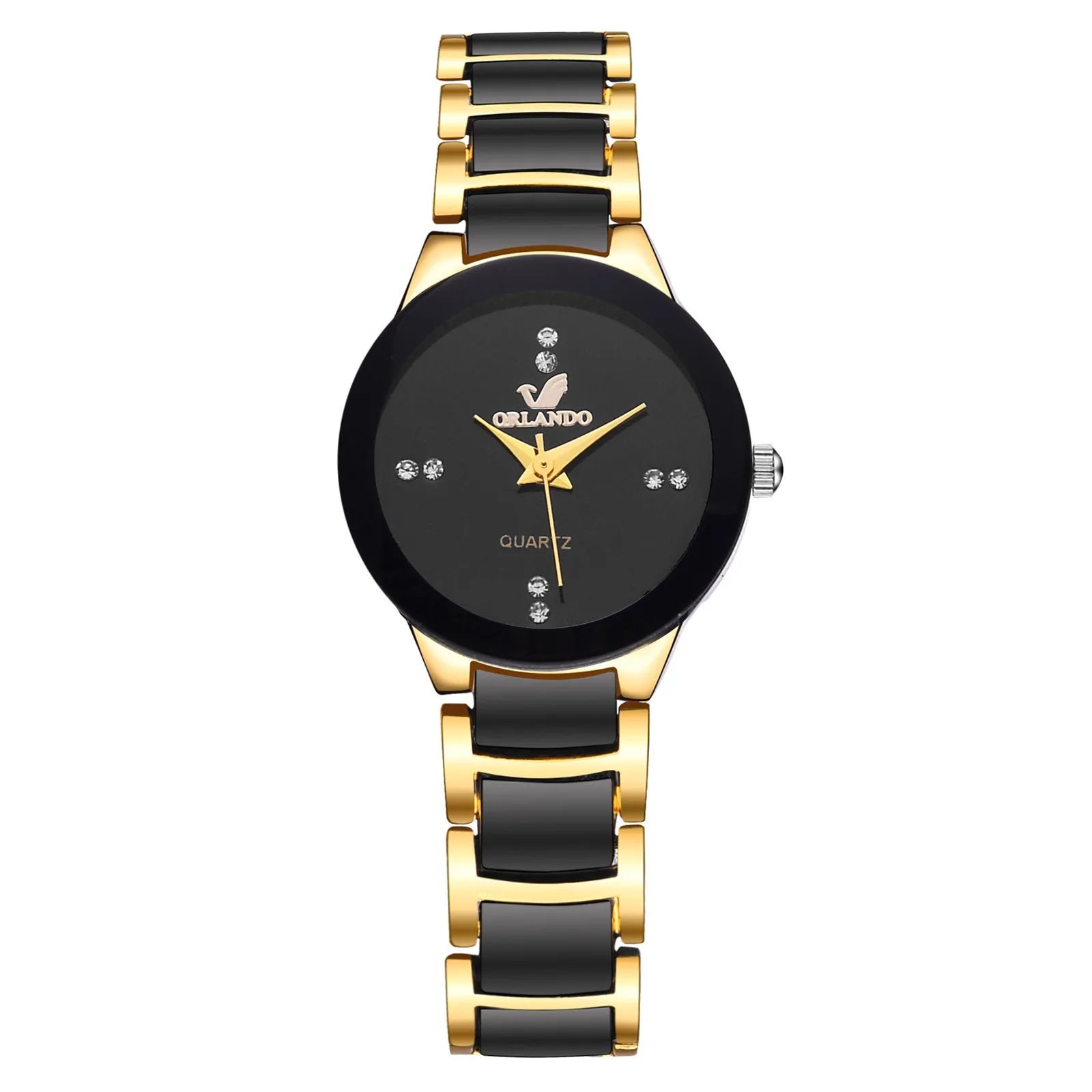 ORLANDO Hombres Lujo Relojes Recién Llegados Genial Negro Oro Cuarzo Acero Reloj de Pulsera Exquisito Masculino Relogio Moda Reloj