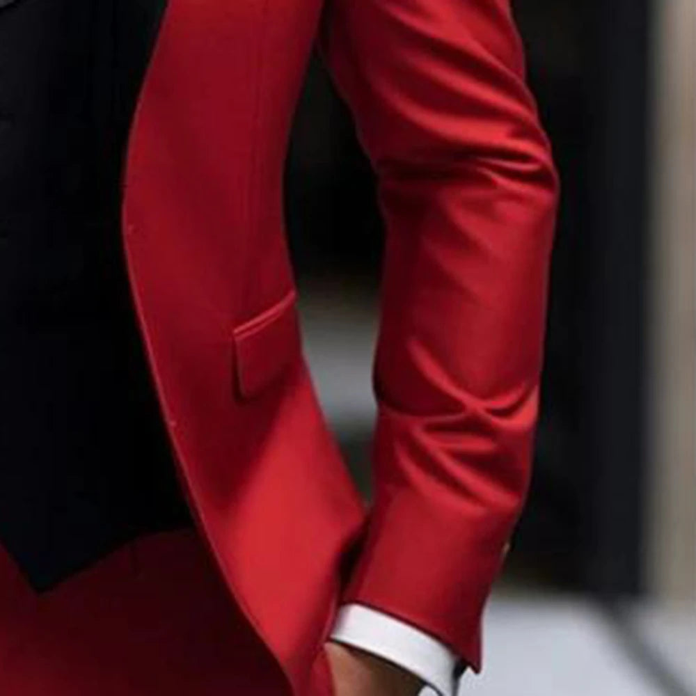 Traje de chaqueta roja para hombre, conjunto de 2 piezas, trajes de pantalón de alta calidad, ropa de hombre para fiesta, boda, esmoquin, chaquetas, disfraz, moda