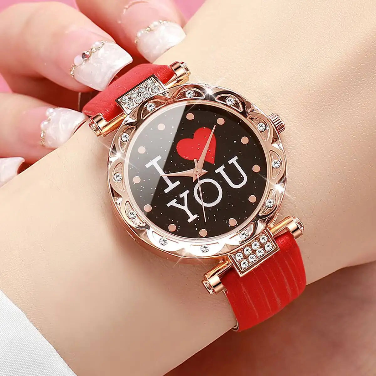 Rhinestone Watch & Jewelry Set (5PCS)