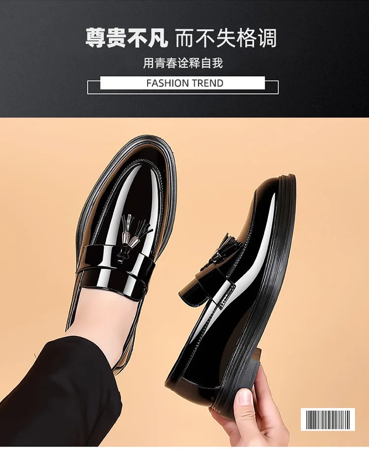 Zapatos de cuero para hombre, otoño, negocios, formal, tallas grandes, zapatos de vestir para hombre, zapatos casuales de suela blanda, zapatos negros para novio de boda para hombre