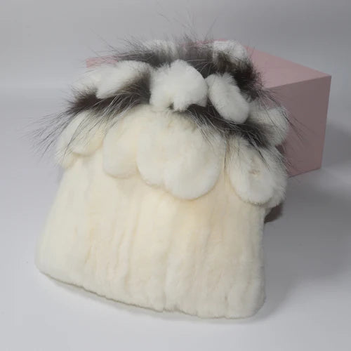 Hot Sale Russia Winter Quality Real Fur Hat Natural Warm Rex Rabbit Fur Cap Lady Warm Knitted 100% Genuine Rex Rabbit Fur Hats