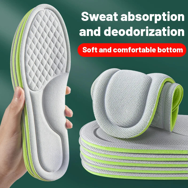 Plantillas Deportivas para Zapatos 5D Masaje Suave Desodorantes Transpirables Amortiguadoras Cojín Plantillas para Correr Hombres Mujeres