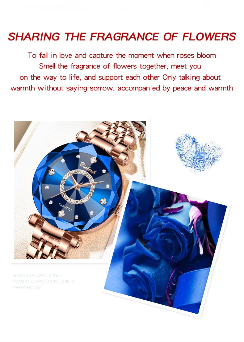 Reloj de Mujer de Lujo Ligero a la Moda con Diamantes, Reloj de Cuarzo Elegante Impermeable V005