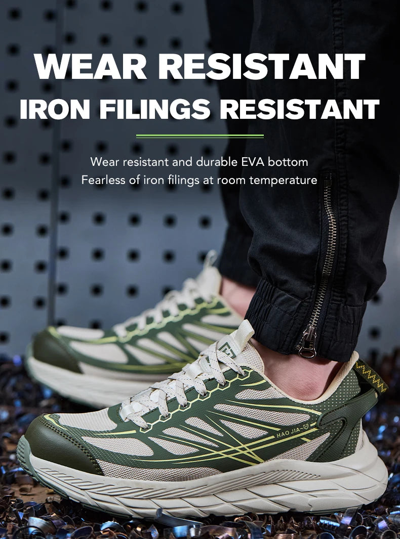 Zapatillas de trabajo ligeras con puntera de acero, calzado de seguridad para hombre, anticolisión, antipunzón, indestructible, transpirable