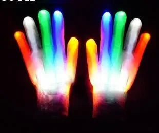 Guantes LED Neon Guantes Brillantes Fiesta de Halloween Accesorios de Luz Guantes Luminosos Parpadeantes de Calavera Suministros para Disfraces de Escenario