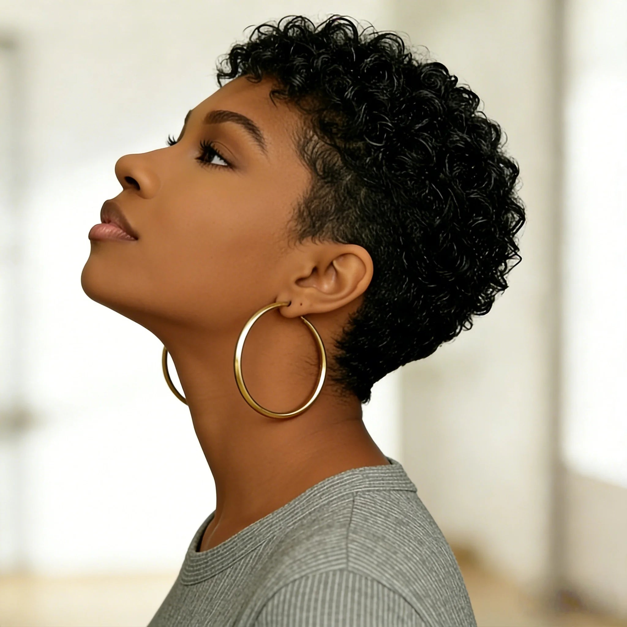 Pixie Cut Wigs Human Hair Short Curly For Women Natural Black Wine red brown Full Machine Made Wig