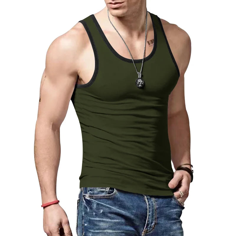 24 European and American cross-border new trendy American vests are worn inside slim casual sports men's summer base color-block