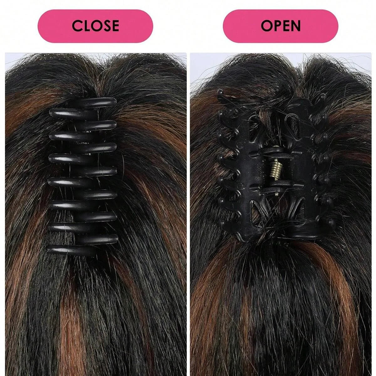 Queue de cheval afro bouffante YAKI 30-60 cm | Cheveux synthétiques à clipser type tresses collées | Style africain naturel, postiche longue et volumineuse
