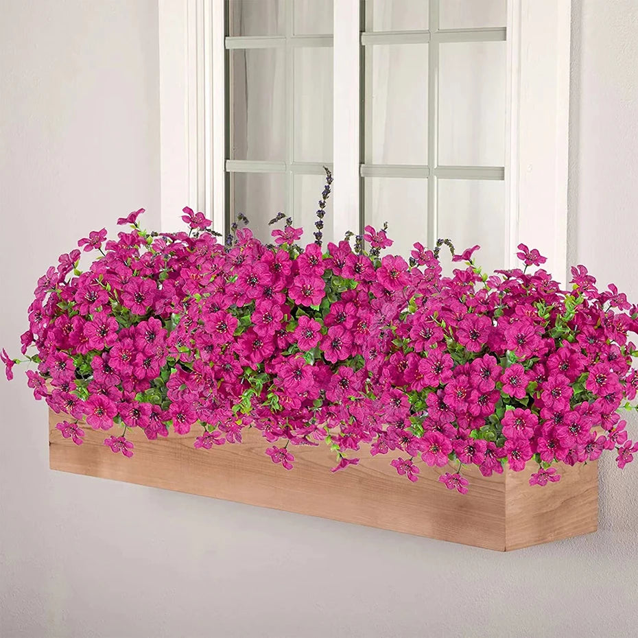 Flores artificiales para exterior, resistentes a los rayos UV, plantas sintéticas para jardín, bodas, hogar, cocina, decoración de granja, plantas artificiales