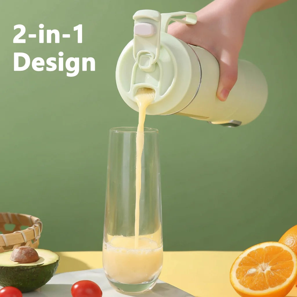 Nuevo exprimidor portátil de 530 ml, inalámbrico, carga USB, hielo picado, exprimidor eléctrico de 12 cuchillas, 4 velocidades, 7,4 V, mini licuadora de jugo fresco
