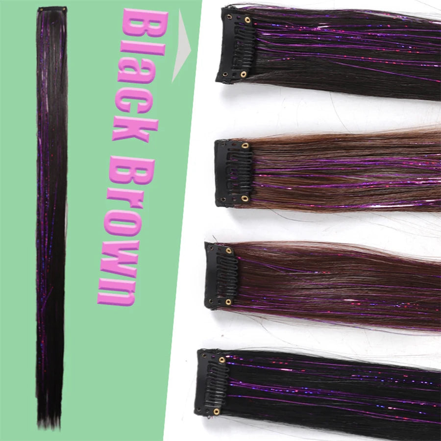 Perruque synthétique teintée au laser, extension capillaire en plumes sans couture, pièce unique, accessoire de coiffure pour groupe de filles