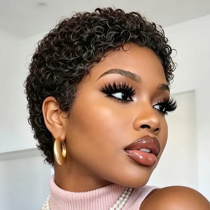 Perruque afro bouclée en cheveux humains