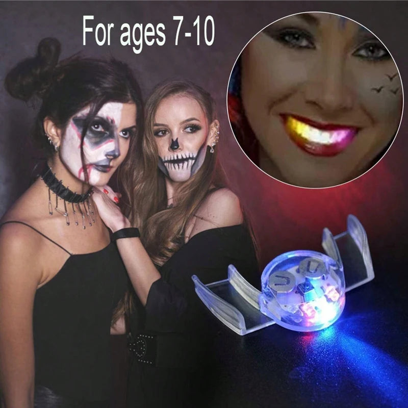 1 ud. Protector bucal LED con luces intermitentes, dientes que se iluminan, parrilla dental LED intermitente, boquilla, fiesta de Halloween, fiesta rave luminosa